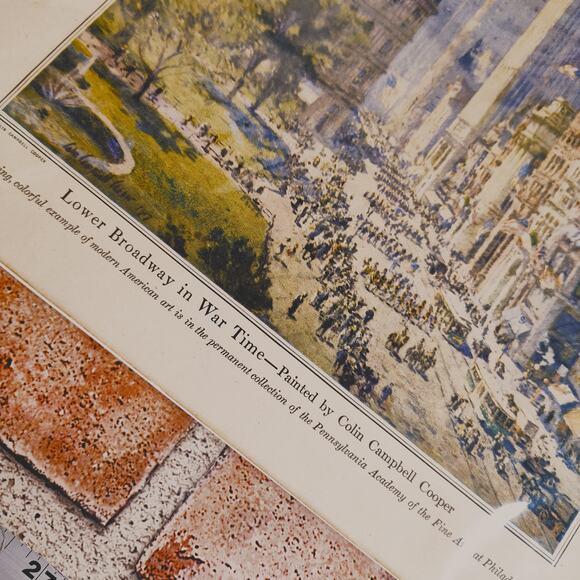 1918 Lower Broadway in Wartime Colin Campbell Cooper Antique Magazine Page Print - Picture 6 of 12